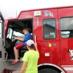 birthday boy in firetruck